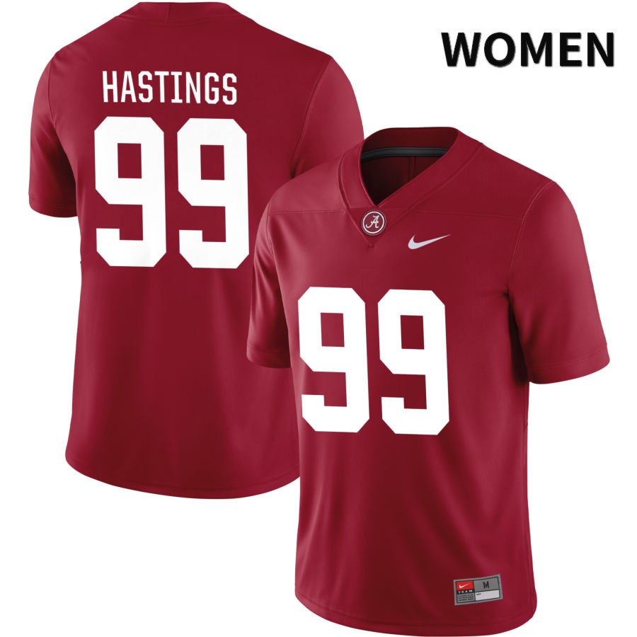 Alabama Crimson Tide Women's Isaiah Hastings #99 NIL Crimson 2022 NCAA Authentic Stitched College Football Jersey UX16P45IC